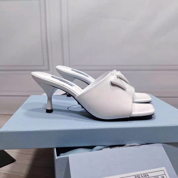 Pra*a brushed leather mid-heeled slides
