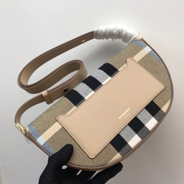 B**rry small check canvas and leather olympia bag