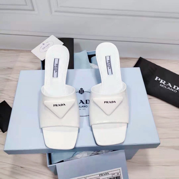 Pra*a brushed leather mid-heeled slides