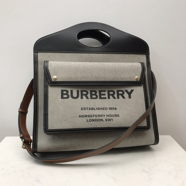 B**rry medium two-tone canvas and leather pocket tote